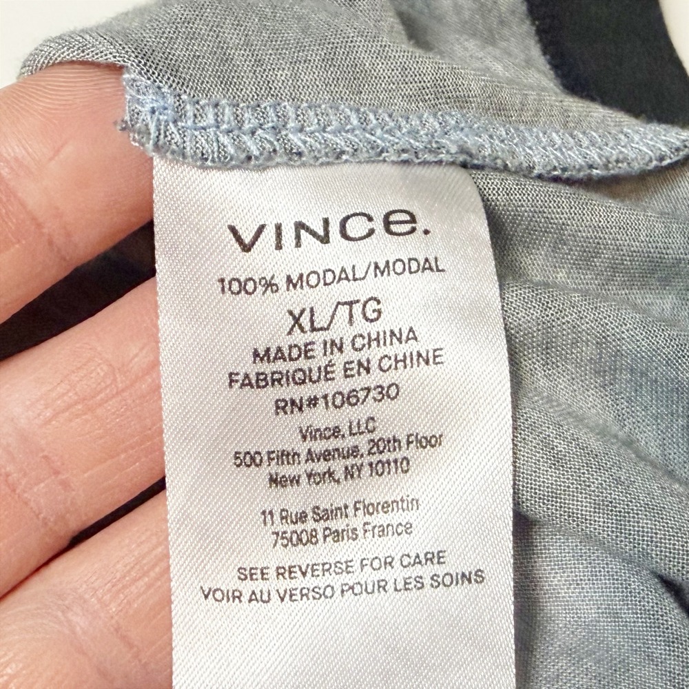 Vince 100% Modal Blue Ombré Dip Dye Long Sleeve Crew Neck Top XL Tee T-Shirt - Picture 8 of 11